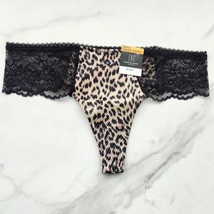 NWT INC INTERNATIONAL CONCEPTS SATIN MICRO THONG PANTY IN CHEETAH SIZE SMALL